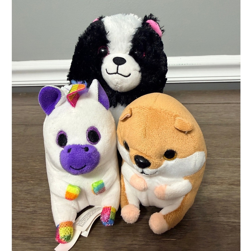 Nanco Belly Buddy Plush Hamster Skunk and Unicorn  Stuffed Animal‎ Toy Bundle